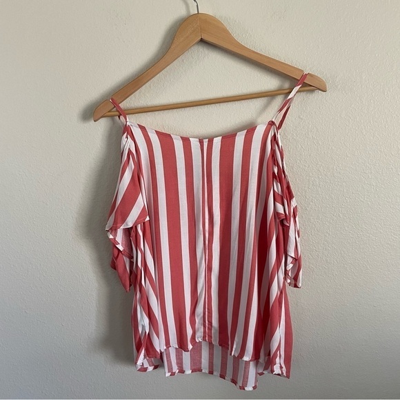 Garage Striped Off The Shoulder Top Bardot Blouse Size 14 - Picture 6 of 7
